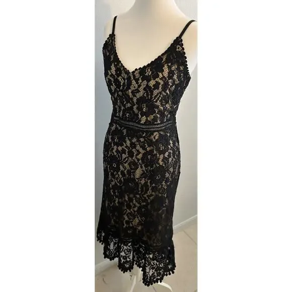 VTG Y2K Black Lace Overlay Dress Romantic Whimsygoth Sexy Vixen Cocktail Sz 10 - Picture 2 of 16